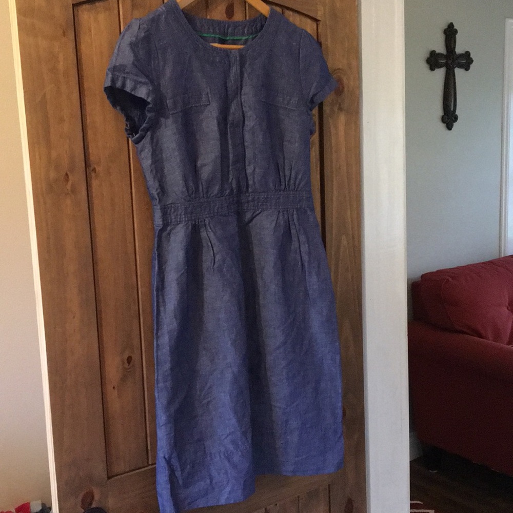 Boden linen mix chambray dress size 8L